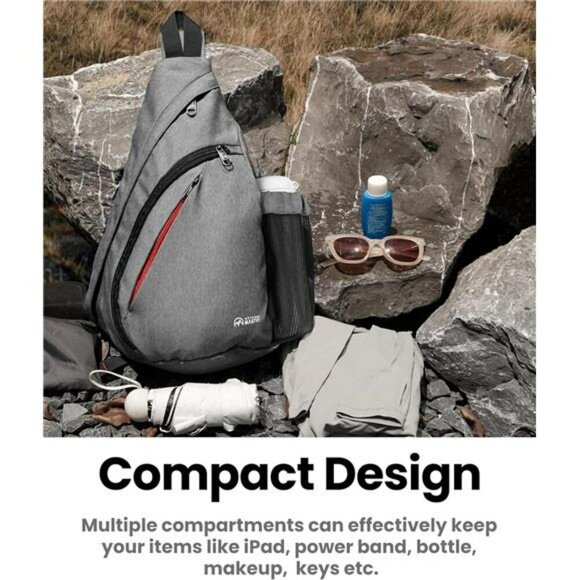 Sling Backpack Crossbody Bag for Travel Hiking Men Women Chest Daypack 12L - Picture 6 of 7